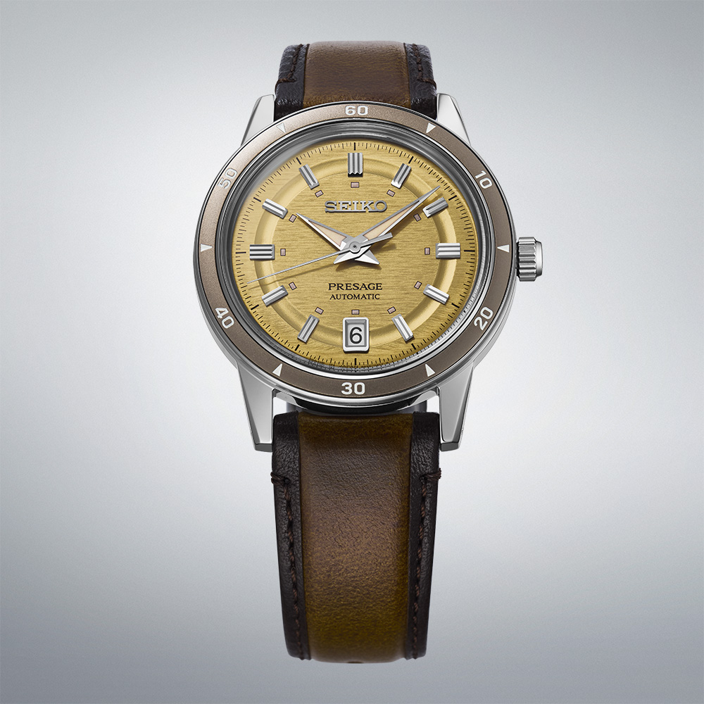 SEIKO Presage Style 60's Automatic Champagne Dial 39.5mm Silver Stainless Steel Brown Leather Strap SRPL75J1 - 3