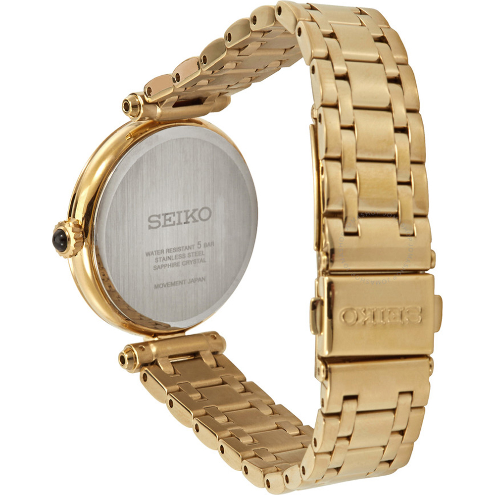 SEIKO Essential Time Pearl Dial with Diamonds 30mm Gold Stainless Steel Bracelet SRZ536P1 - 2