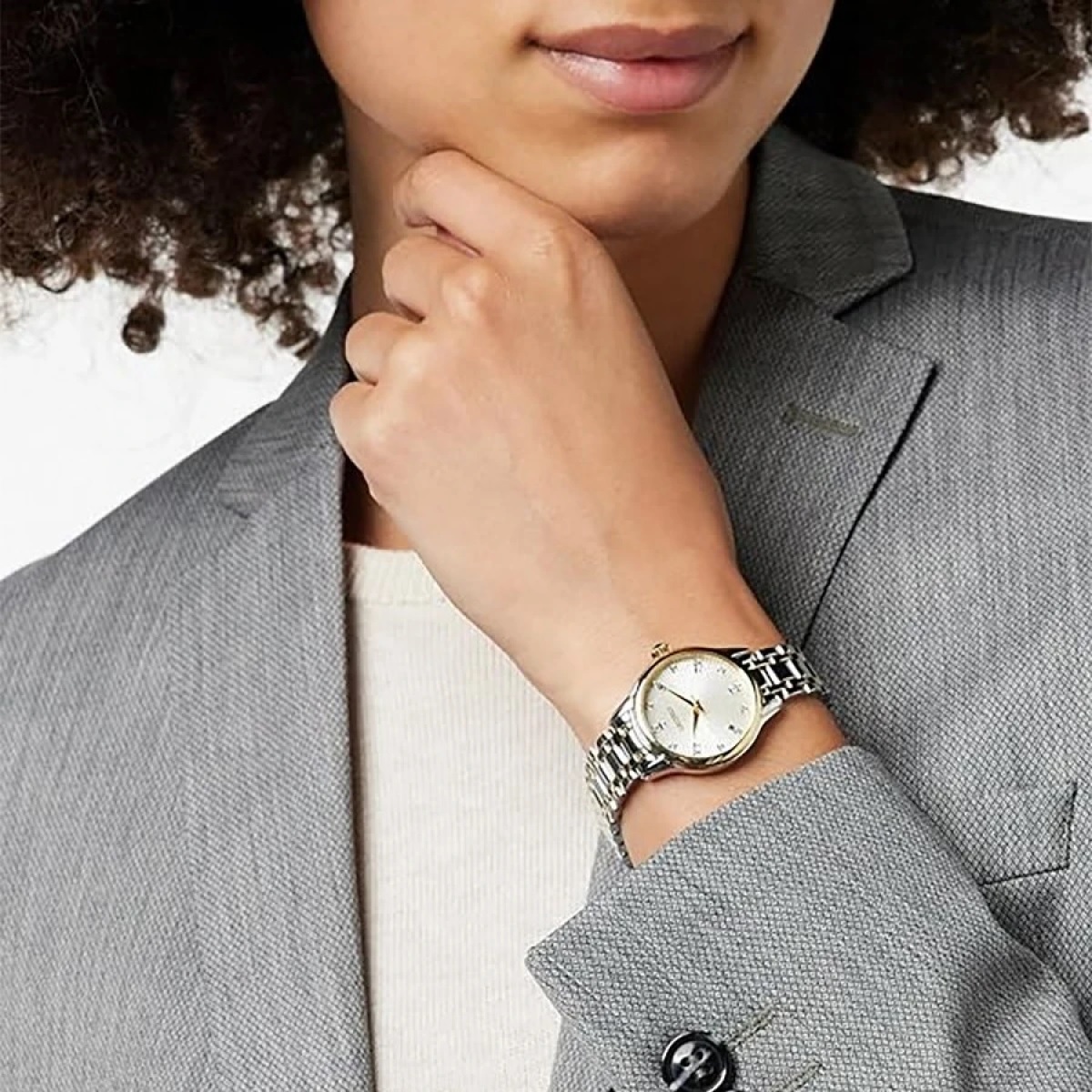 SEIKO Conceptual Series Diamond Line Silver Dial 29.5mm Two Tone Gold Stainless Steel Bracelet SRZ550P1 - 2