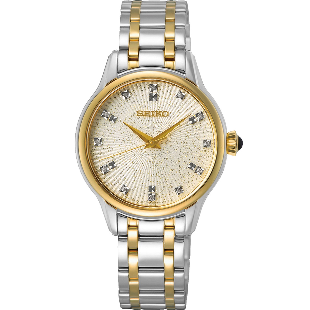SEIKO Conceptual Series Diamond Line Silver Dial 29.5mm Two Tone Gold Stainless Steel Bracelet SRZ550P1 - 1