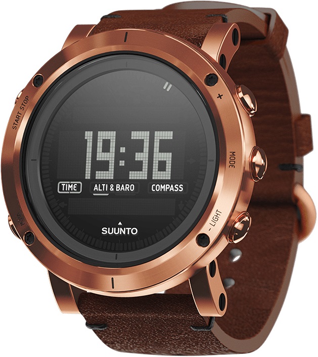 SUUNTO Essential Smartwatch 49mm Rose Copper Stainless Steel Brown Leather Strap SS021213000 - 