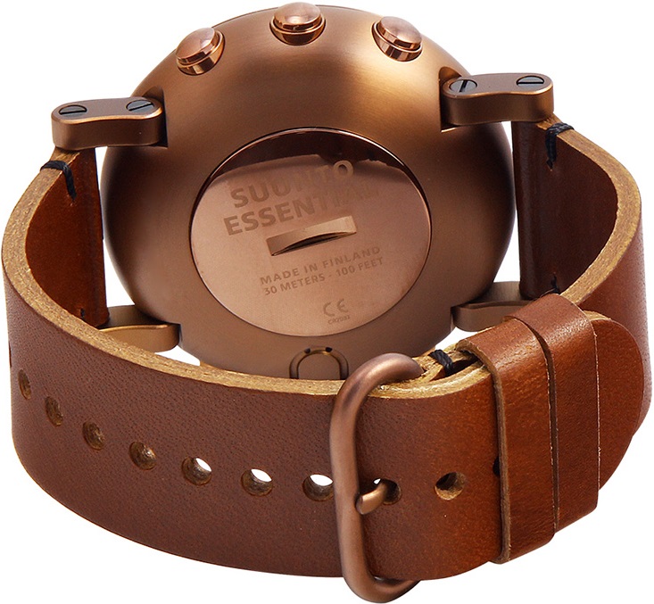 SUUNTO Essential Smartwatch 49mm Rose Copper Stainless Steel Brown Leather Strap SS021213000 - 3