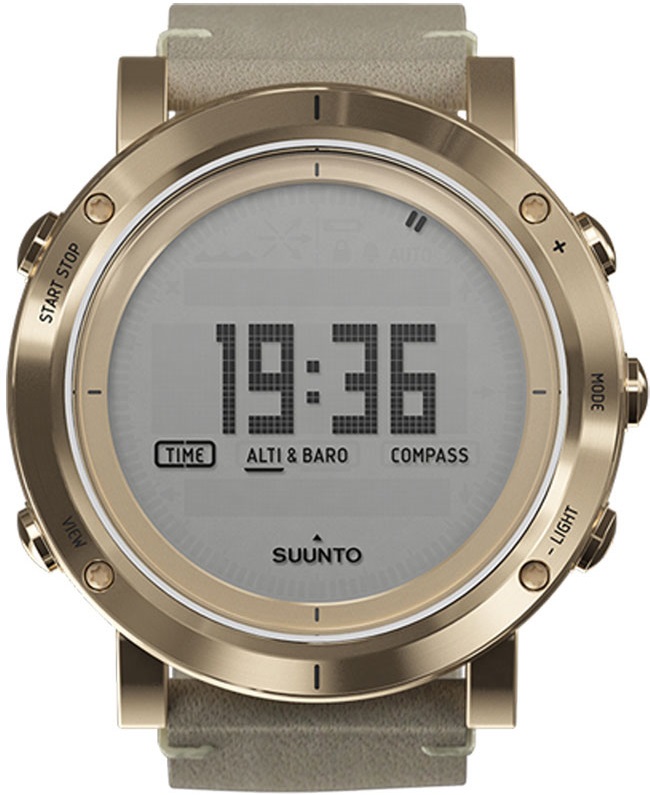 SUUNTO Essential Smartwatch 49mm Gold Stainless Steel Beige Leather Strap SS021214000 - 
