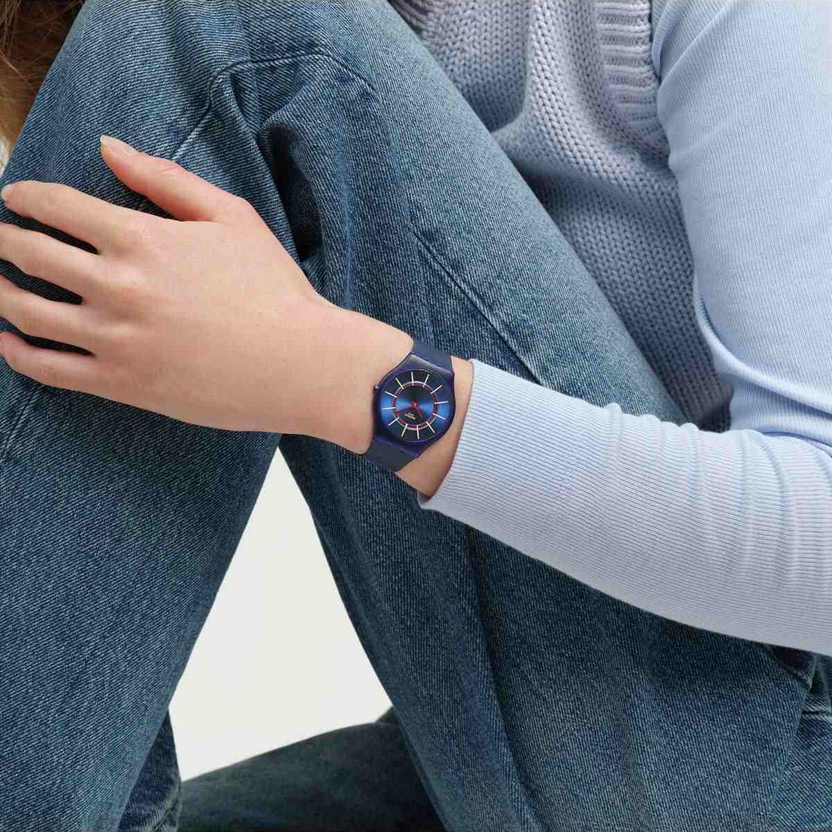 SWATCH Essentials Very Jazzy Berry 34mm Blue Biosourced Strap SS08N117 - 4