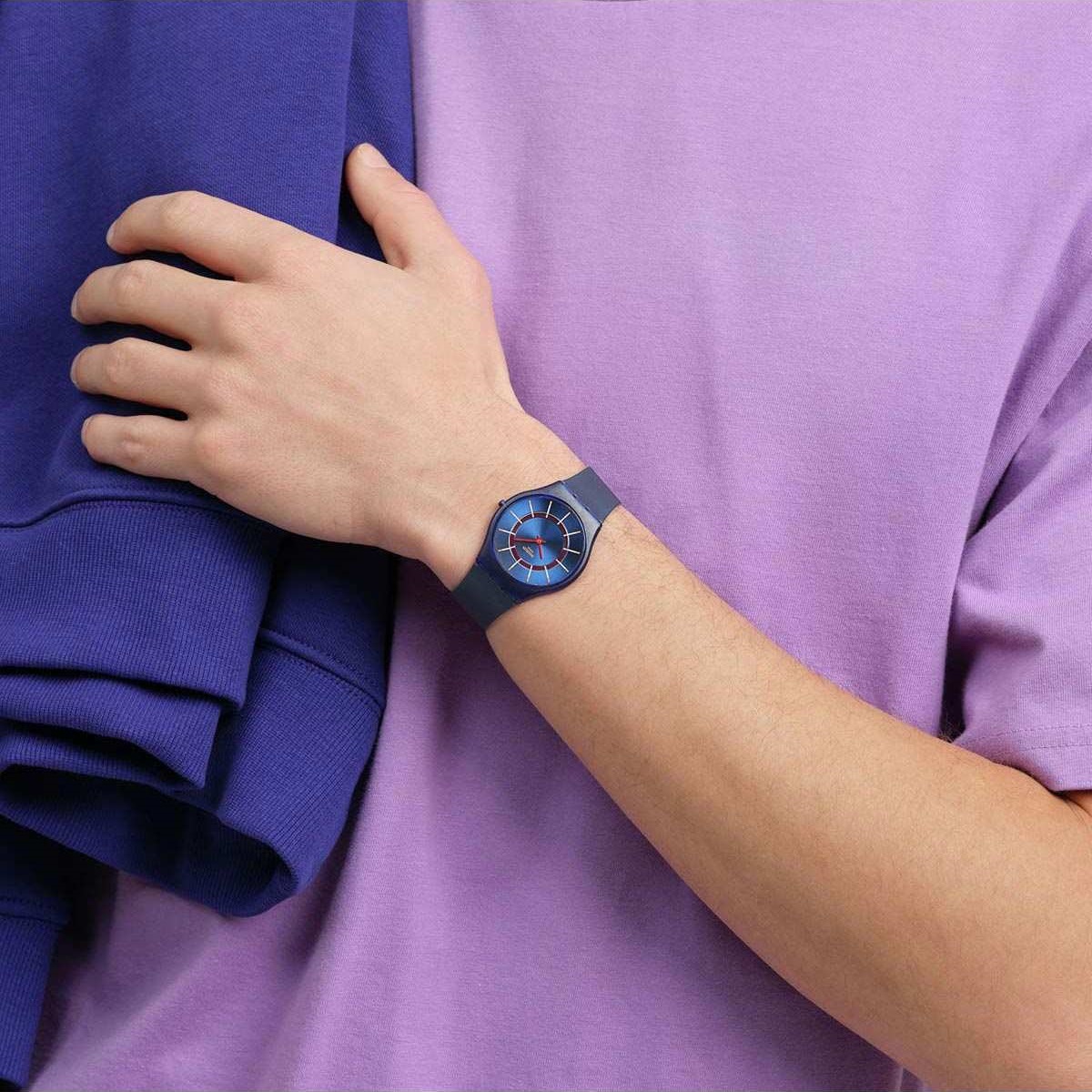 SWATCH Essentials Very Jazzy Berry 34mm Blue Biosourced Strap SS08N117 - 5