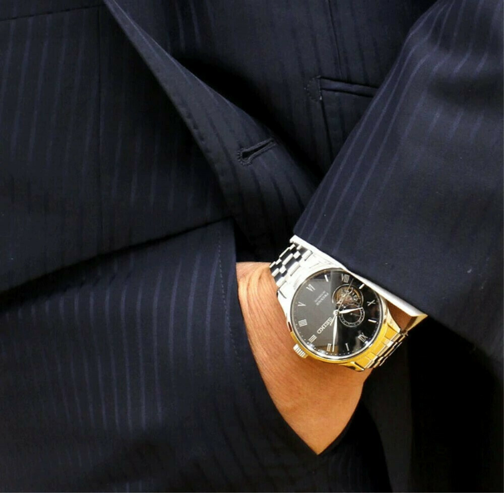 SEIKO Presage ‘Japanese Zen Gardens’ Open Heart Automatic Black Dial 41.8mm Silver Stainless Steel Bracelet SSA377J1 - 4