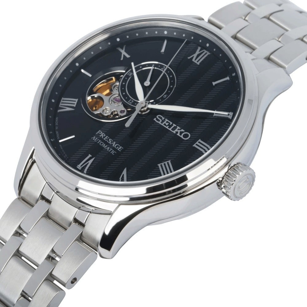 SEIKO Presage ‘Japanese Zen Gardens’ Open Heart Automatic Black Dial 41.8mm Silver Stainless Steel Bracelet SSA377J1 - 
