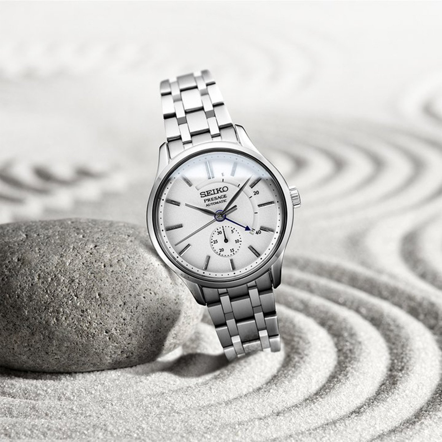 SEIKO Presage ‘Japanese Zen Gardens’ Power Reserve Automatic White Dial 42mm Silver Stainless Steel Bracelet SSA395J1 - 