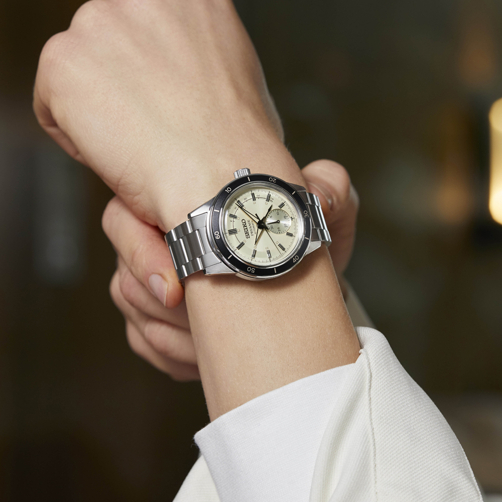 SEIKO Presage Style 60's Power Reserve Automatic Beige Dial 40.8mm Silver Stainless Steel Bracelet SSA447J1 - 3