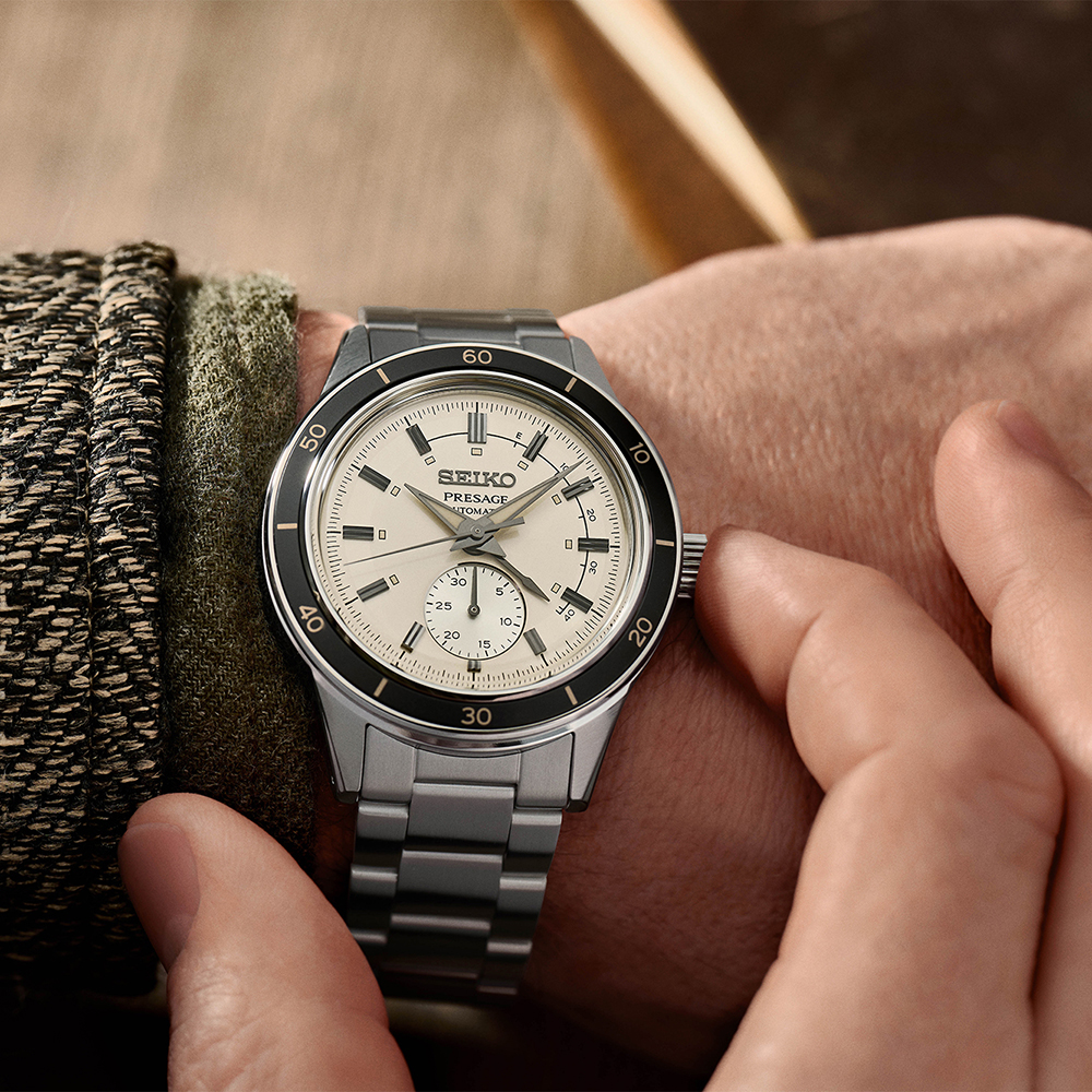 SEIKO Presage Style 60's Power Reserve Automatic Beige Dial 40.8mm Silver Stainless Steel Bracelet SSA447J1 - 4