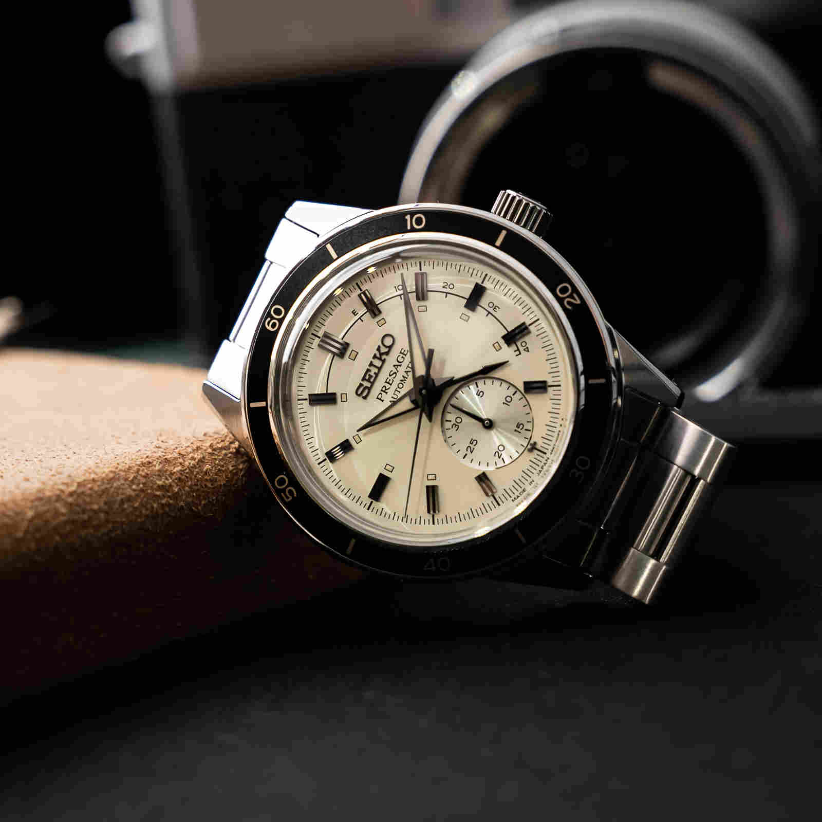SEIKO Presage Style 60's Power Reserve Automatic Beige Dial 40.8mm Silver Stainless Steel Bracelet SSA447J1 - 6
