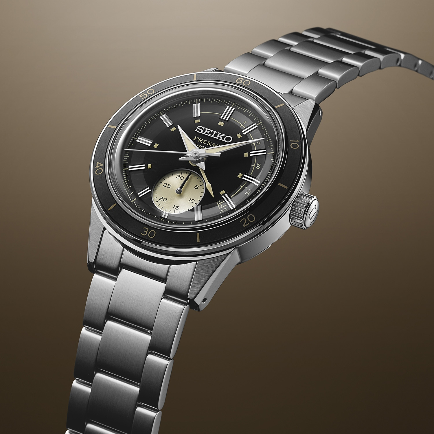 SEIKO Presage Style 60's Power Reserve Automatic Black Dial 40.8mm Silver Stainless Steel Bracelet SSA449J1 - 
