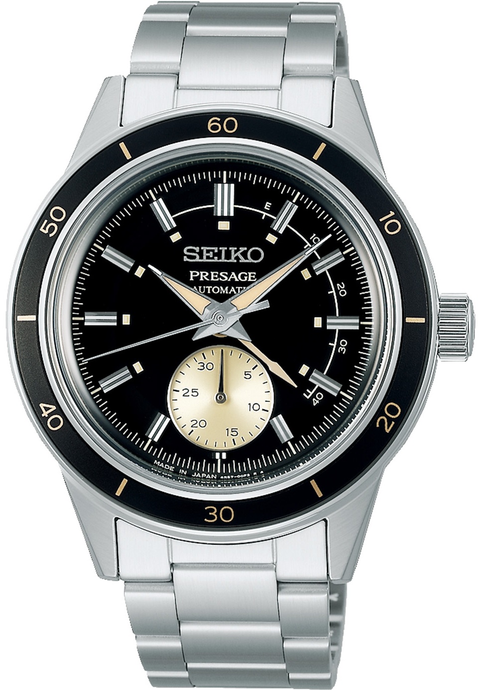 SEIKO Presage Style 60's Power Reserve Automatic Black Dial 40.8mm Silver Stainless Steel Bracelet SSA449J1 - 
