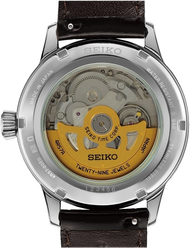 SEIKO Presage Cocktail Time ‘Midnight Mockingbird’ Power Reserve Automatic 40.5mm Silver Stainless Steel Brown Leather Strap SSA459J1 - 3