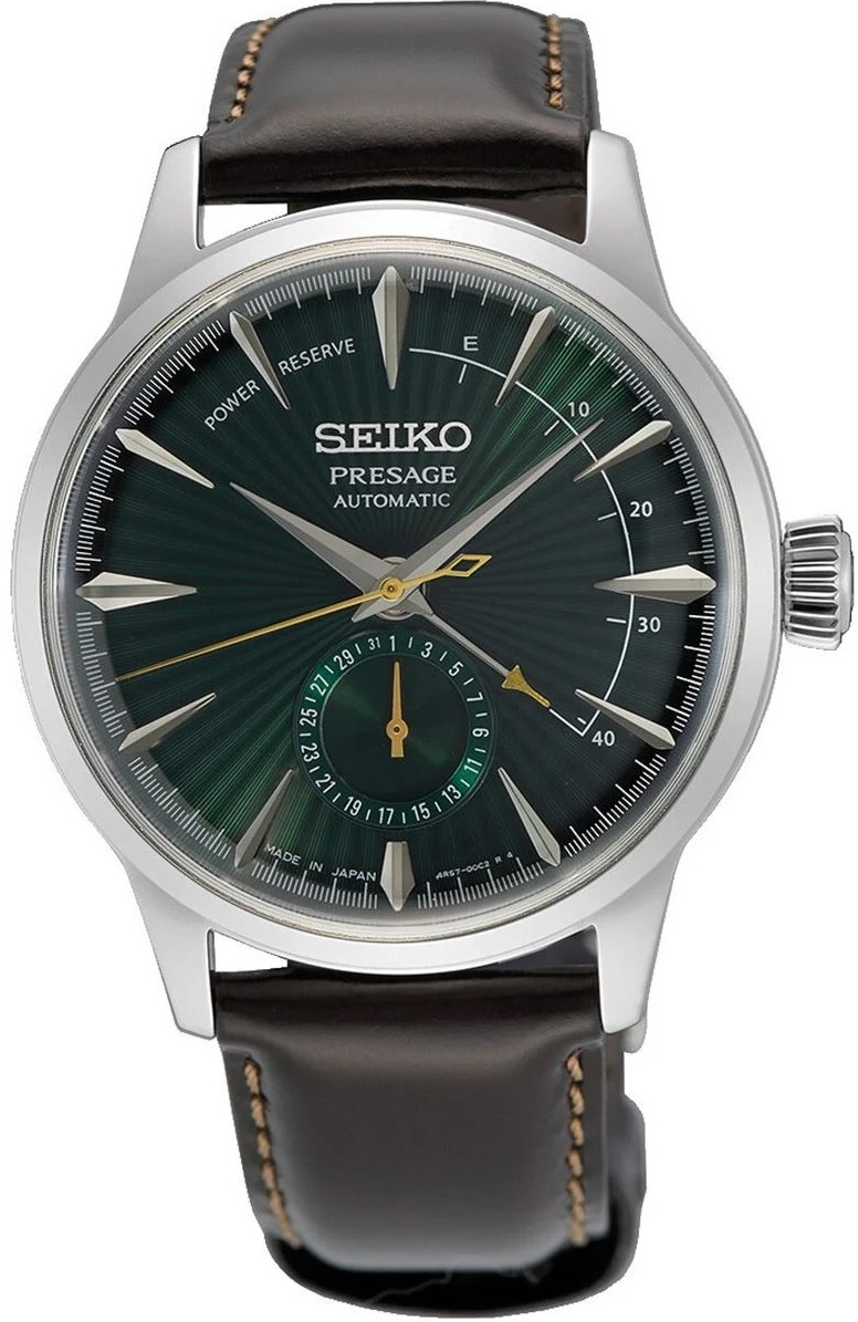 SEIKO Presage Cocktail Time ‘Midnight Mockingbird’ Power Reserve Automatic 40.5mm Silver Stainless Steel Brown Leather Strap SSA459J1 - 