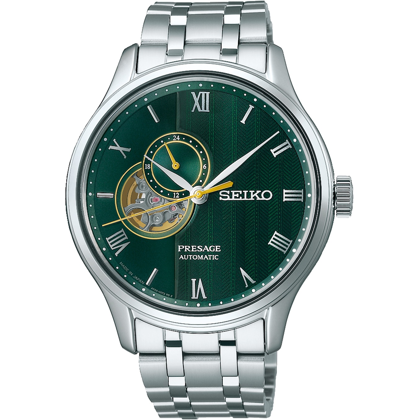 SEIKO Presage ‘Japanese Zen Gardens’ Open Heart Automatic Green Dial 41.8mm Silver Stainless Steel Bracelet SSA463J1 - 