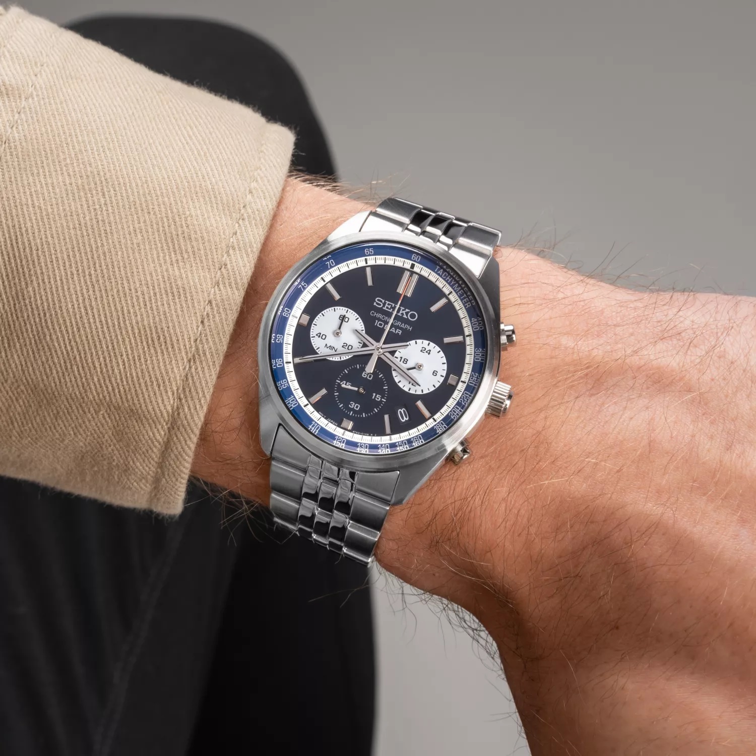 SEIKO Conceptual Series Chronograph Blue Dial 41.5mm Silver Stainless Steel Bracelet SSB427P1 - 4