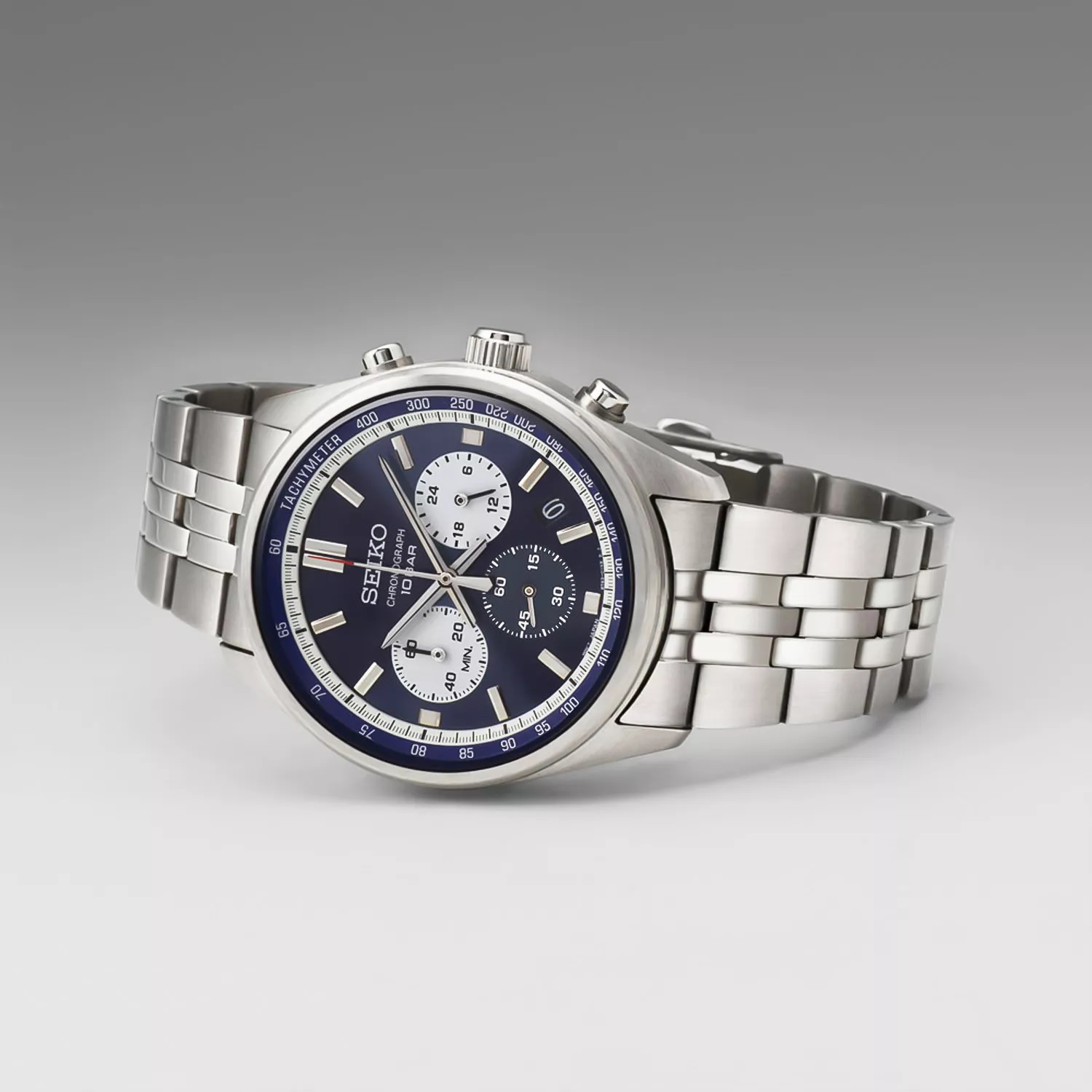SEIKO Conceptual Series Chronograph Blue Dial 41.5mm Silver Stainless Steel Bracelet SSB427P1 - 3