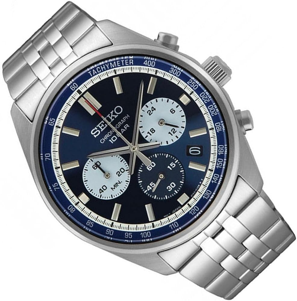 SEIKO Conceptual Series Chronograph Blue Dial 41.5mm Silver Stainless Steel Bracelet SSB427P1 - 