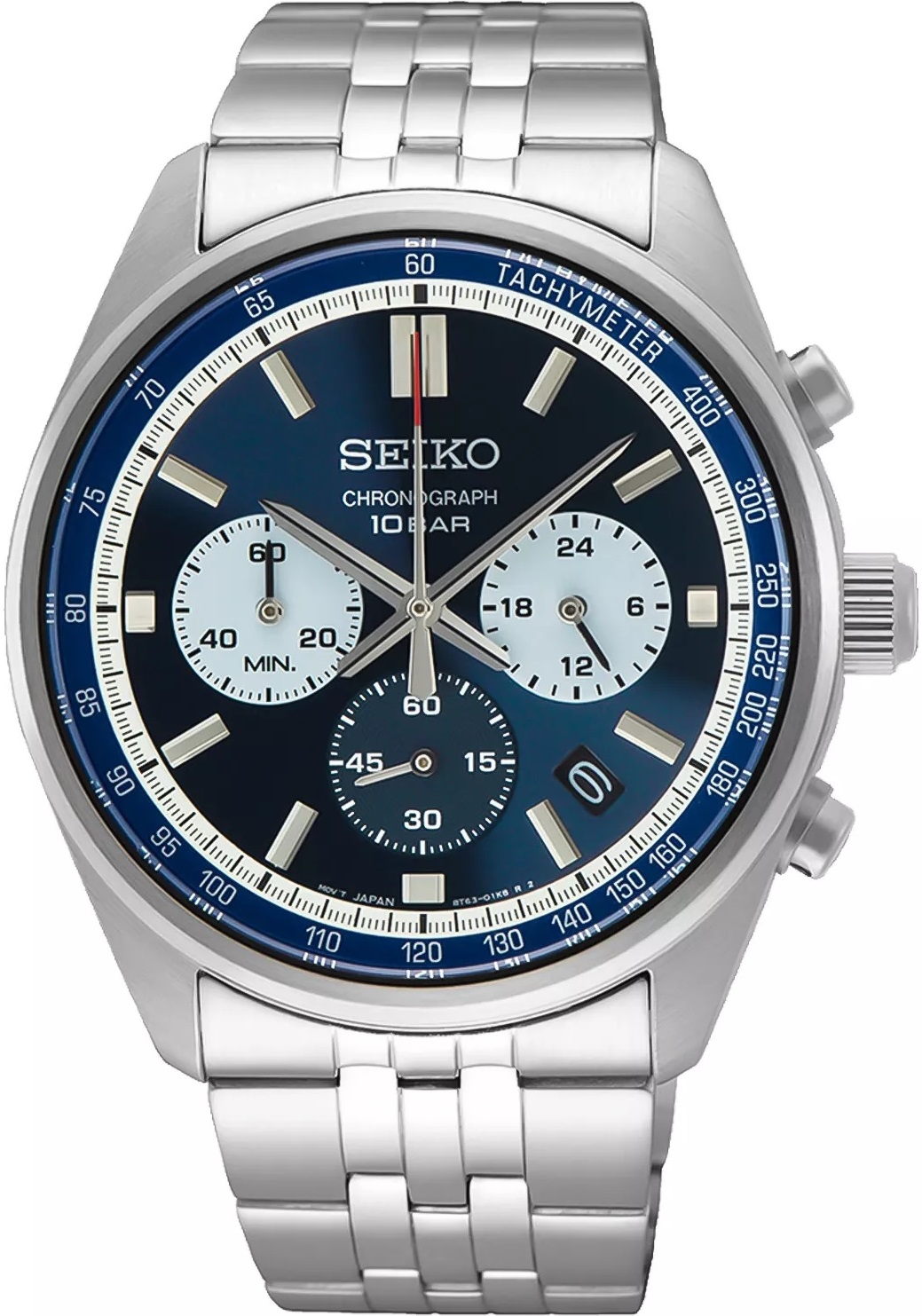 SEIKO Conceptual Series Chronograph Blue Dial 41.5mm Silver Stainless Steel Bracelet SSB427P1 - 