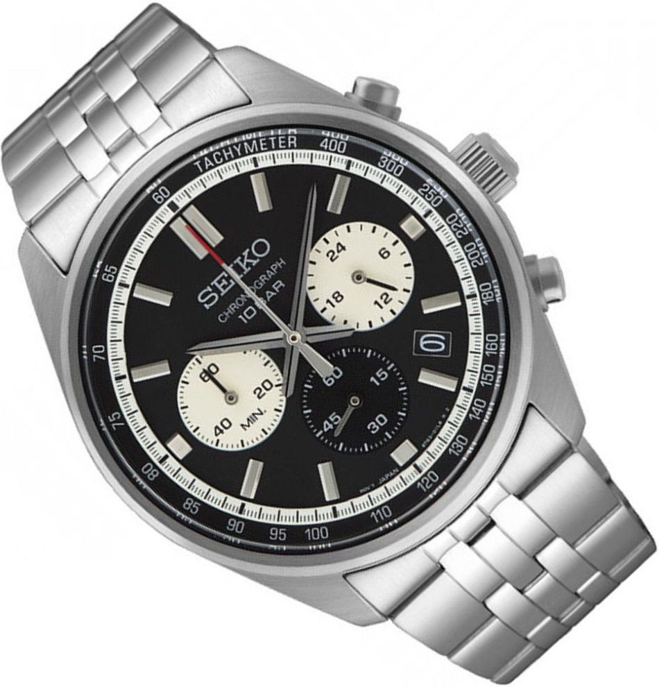 SEIKO Conceptual Series Chronograph Black Dial 41.5mm Silver Stainless Steel Bracelet SSB429P1 - 
