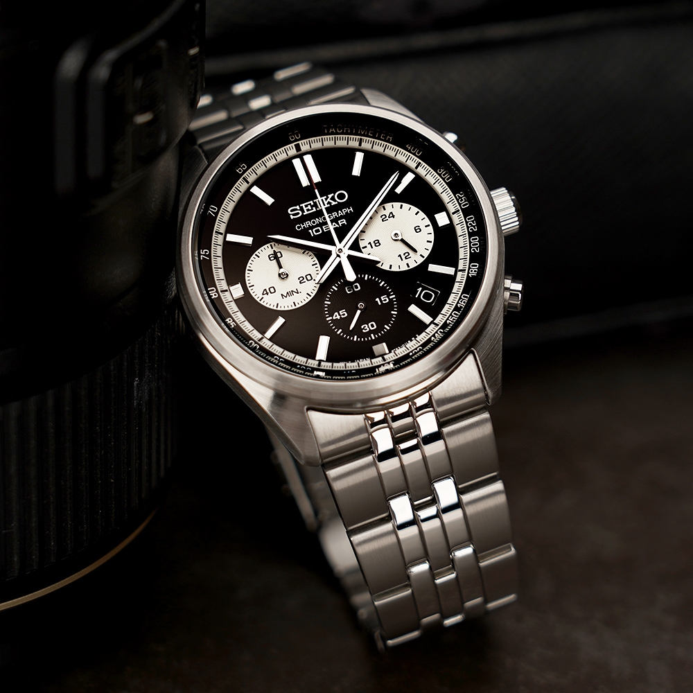 SEIKO Conceptual Series Chronograph Black Dial 41.5mm Silver Stainless Steel Bracelet SSB429P1 - 5