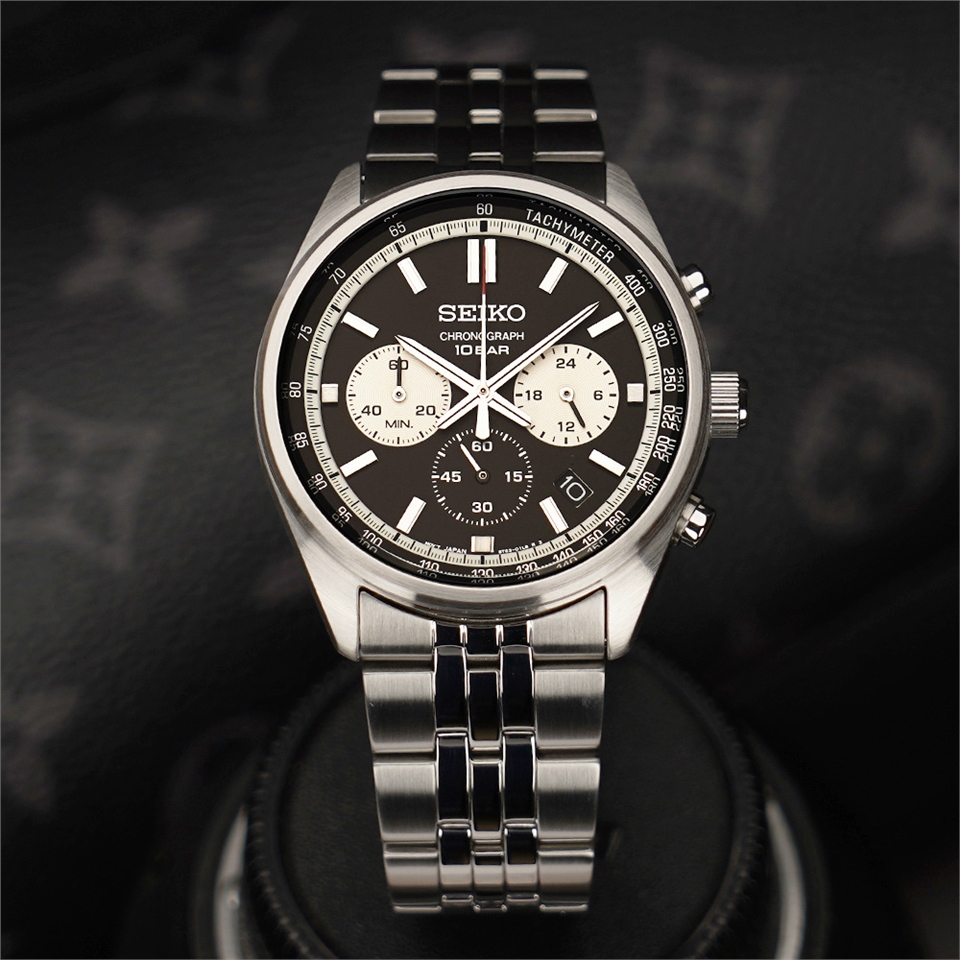 SEIKO Conceptual Series Chronograph Black Dial 41.5mm Silver Stainless Steel Bracelet SSB429P1 - 4