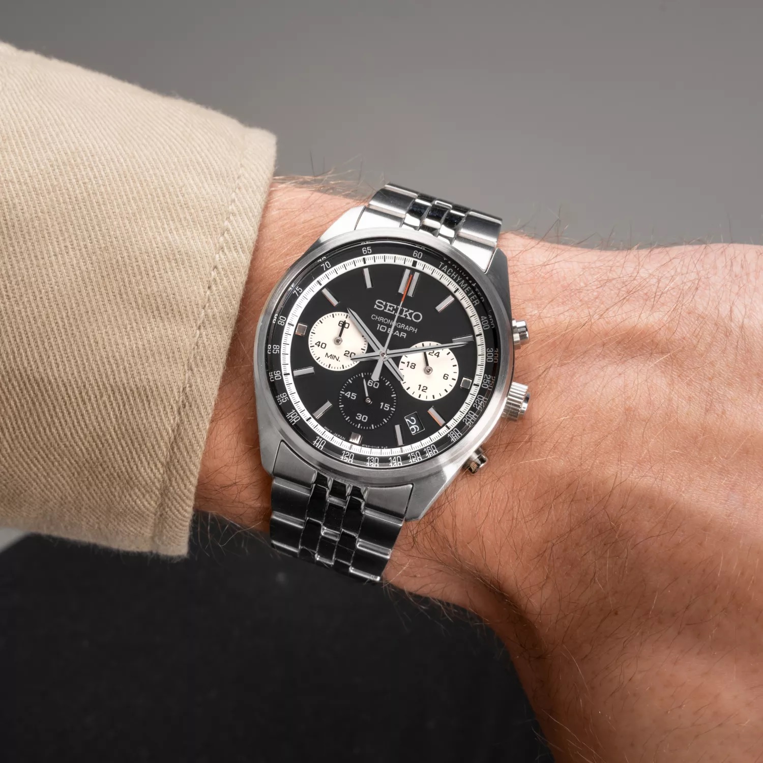 SEIKO Conceptual Series Chronograph Black Dial 41.5mm Silver Stainless Steel Bracelet SSB429P1 - 6