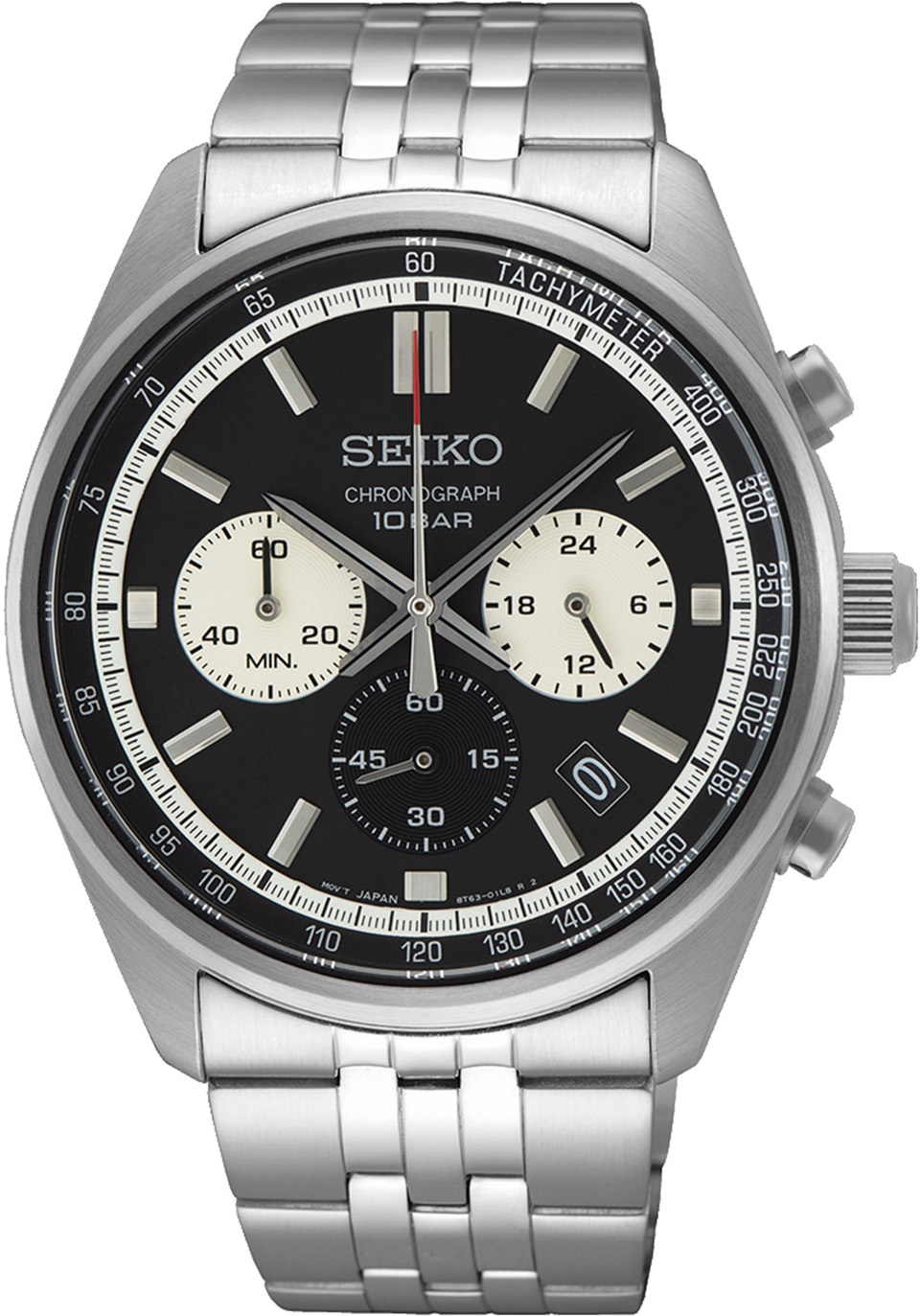 SEIKO Conceptual Series Chronograph Black Dial 41.5mm Silver Stainless Steel Bracelet SSB429P1 - 