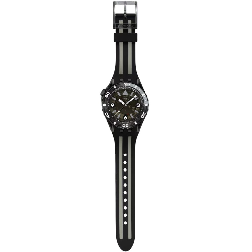 SWATCH Scubaqua Black Sea Nettle 44mm Black Silicone Strap SSCU09B100 - 4
