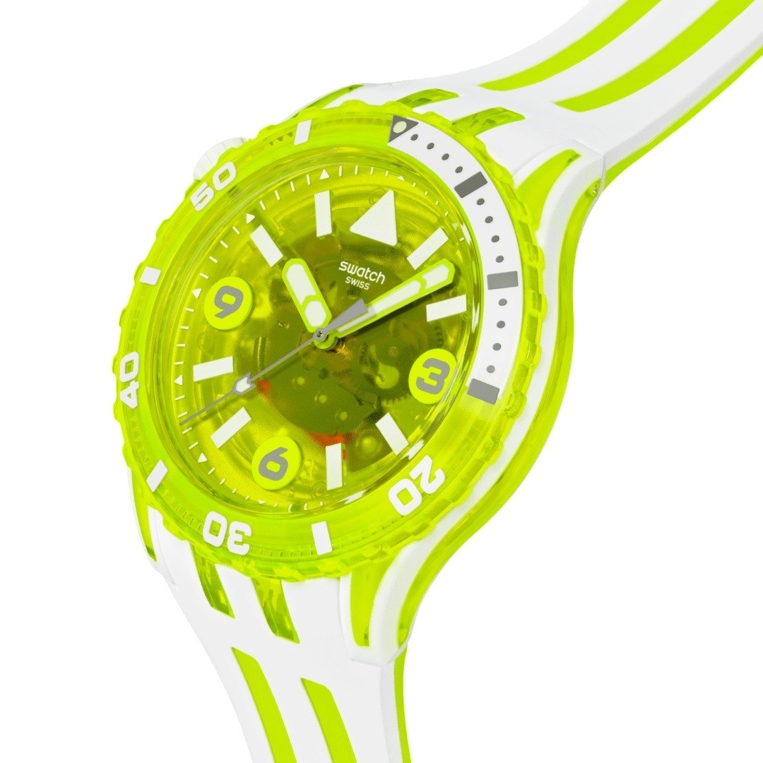 SWATCH Scubaqua Egg Yolk 44mm White Silicone Strap SSCU09J100 - 3
