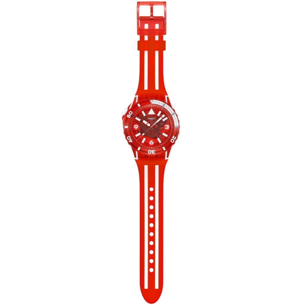 SWATCH Scubaqua Lion's Mane 44mm Red Silicone Strap SSCU09R100 - 4