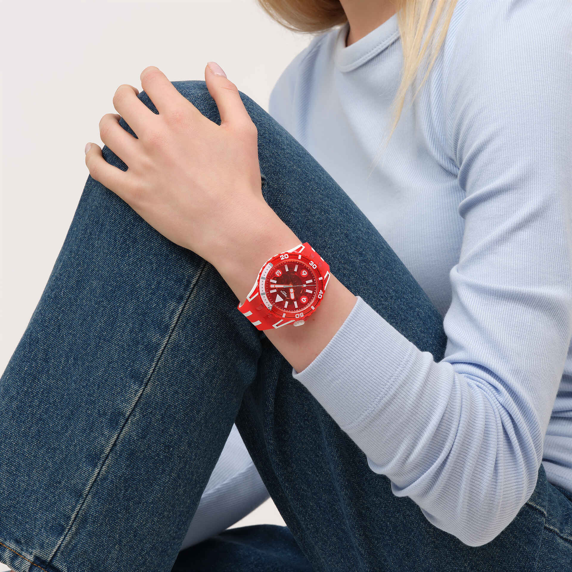 SWATCH Scubaqua Lion's Mane 44mm Red Silicone Strap SSCU09R100 - 5