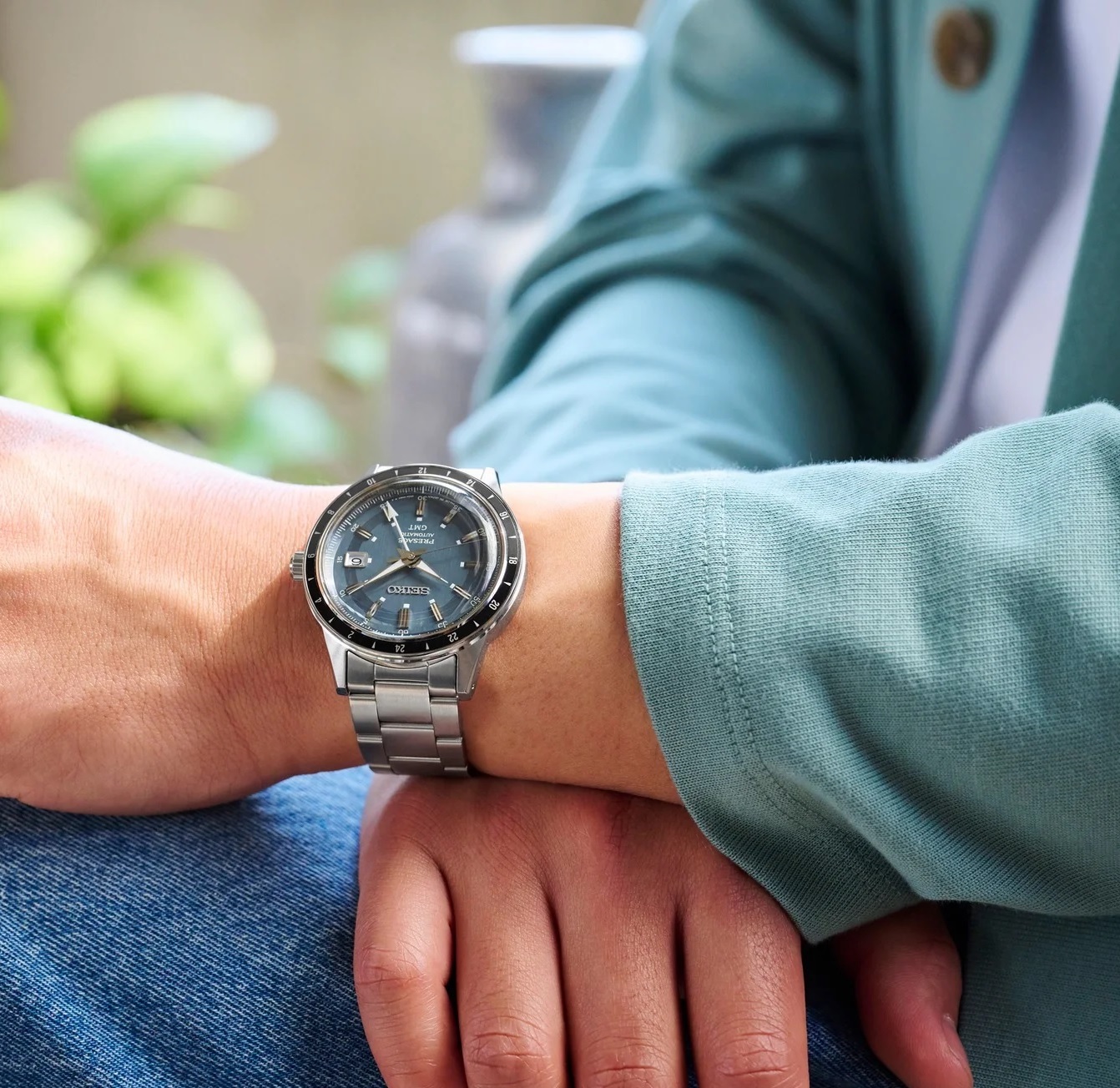 SEIKO Presage 'Petrol Blue' Style 60s Road Trip GMT Automatic 40.8mm Silver Stainless Steel Bracelet SSK009J1 - 5