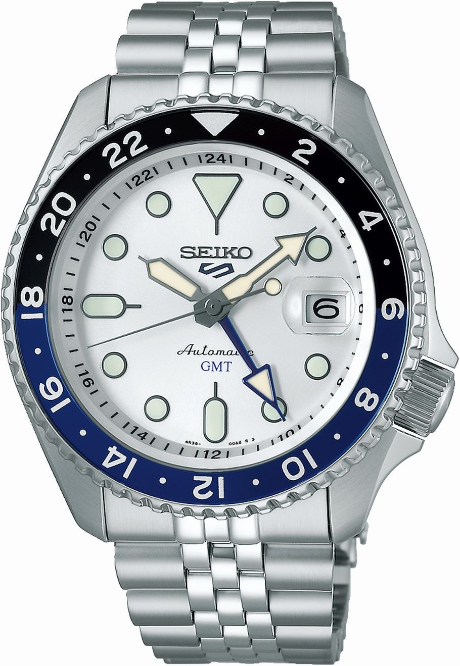 SEIKO 5 Sports GMT SKX White Dial 42.5mm Silver Stainless Steel Bracelet SSK033K1 - 1