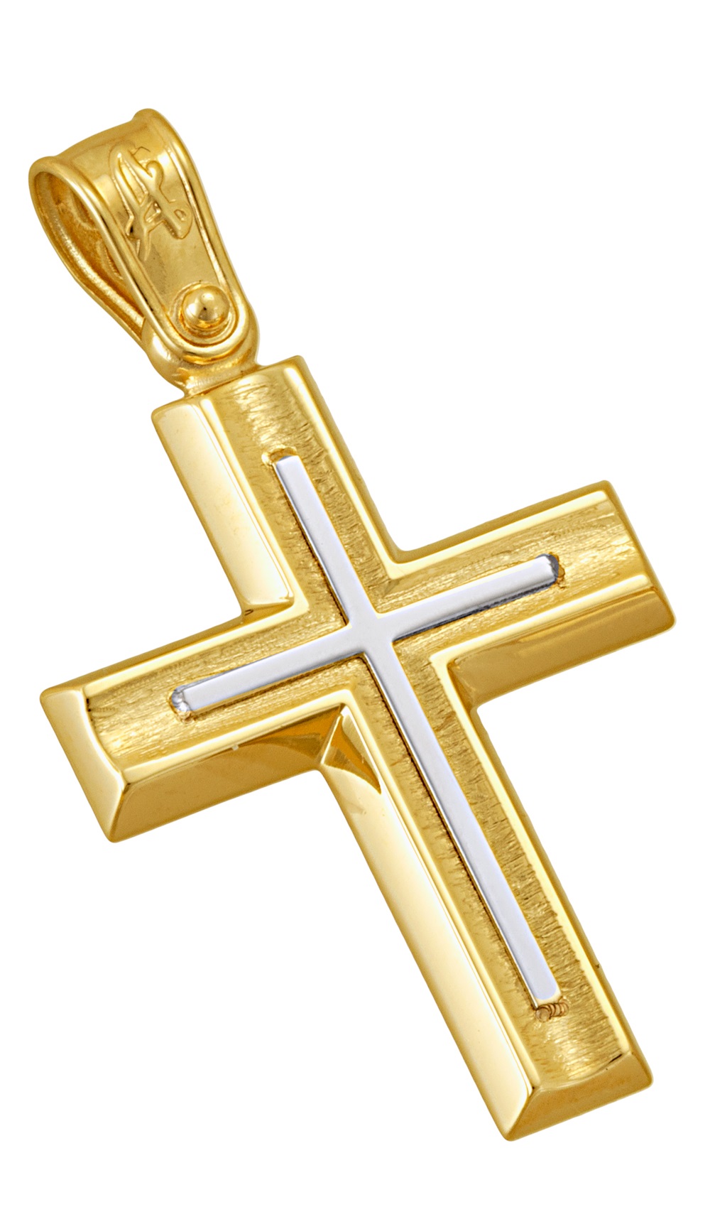 ΣΤΑΥΡΟΣ Ανδρικός SENZIO Collection K14 από Κίτρινο & Λευκό Χρυσό ST003 - 