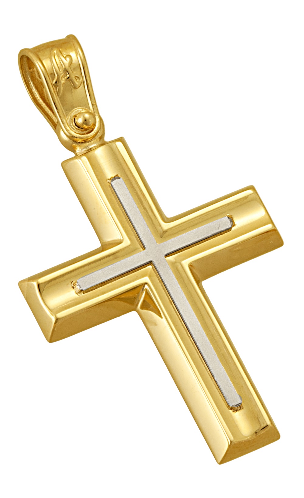 ΣΤΑΥΡΟΣ Ανδρικός SENZIO Collection K14 από Κίτρινο & Λευκό Χρυσό ST007 - 