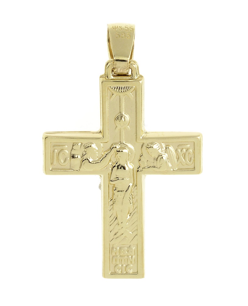 ΣΤΑΥΡΟΣ Ανδρικός Διπλής Όψης Collection από Κ14 Κίτρινο και Λευκό Χρυσό ST1299 - 4