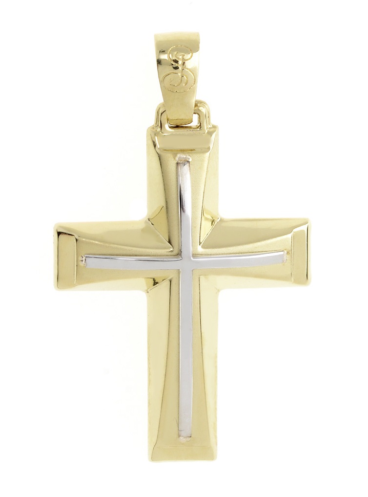 ΣΤΑΥΡΟΣ Ανδρικός Διπλής Όψης Collection από Κ14 Κίτρινο και Λευκό Χρυσό ST1299 - 3