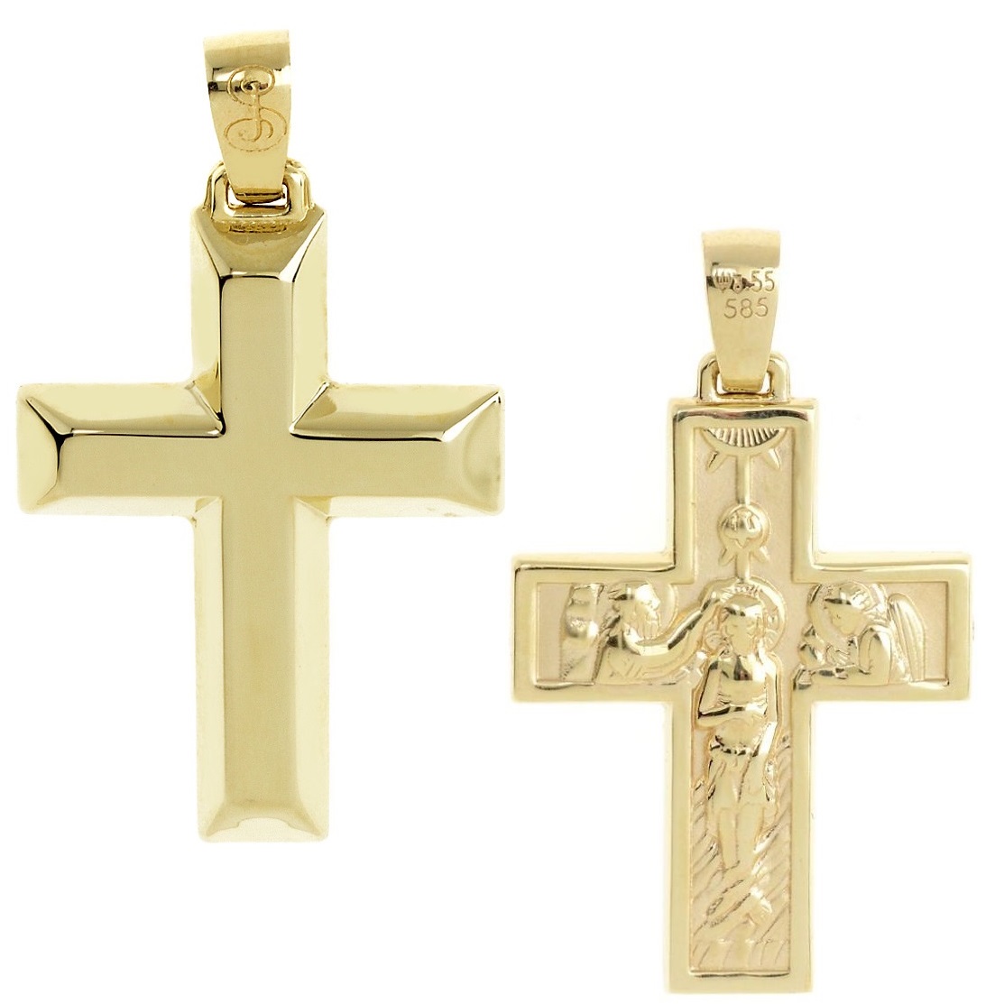 ΣΤΑΥΡΟΣ Ανδρικός Διπλής Όψης SENZIO Collection από Κ14 Κίτρινο Χρυσό ST1301 - 