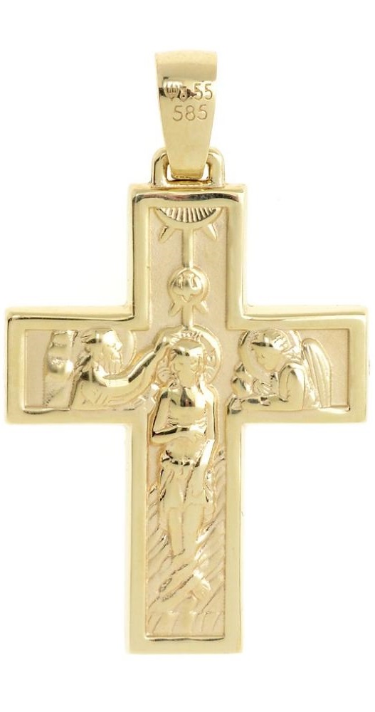 ΣΤΑΥΡΟΣ Ανδρικός Διπλής Όψης SENZIO Collection από Κ14 Κίτρινο Χρυσό ST1302 - 3