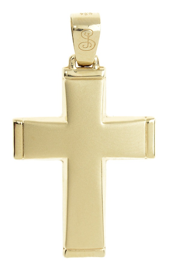 ΣΤΑΥΡΟΣ Ανδρικός Διπλής Όψης SENZIO Collection από Κ14 Κίτρινο Χρυσό ST1302 - 2