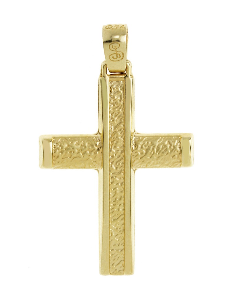 ΣΤΑΥΡΟΣ Ανδρικός SENZIO Collection από Κ14 Κίτρινο Χρυσό ST1314