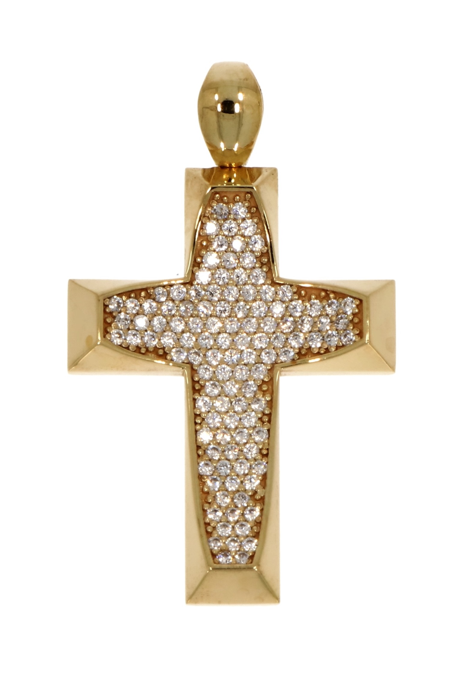 ΣΤΑΥΡΟΣ Γυναικείος SENZIO Collection από Κ14 Κίτρινο Χρυσό με Πέτρες Ζιργκόν STM98 - 