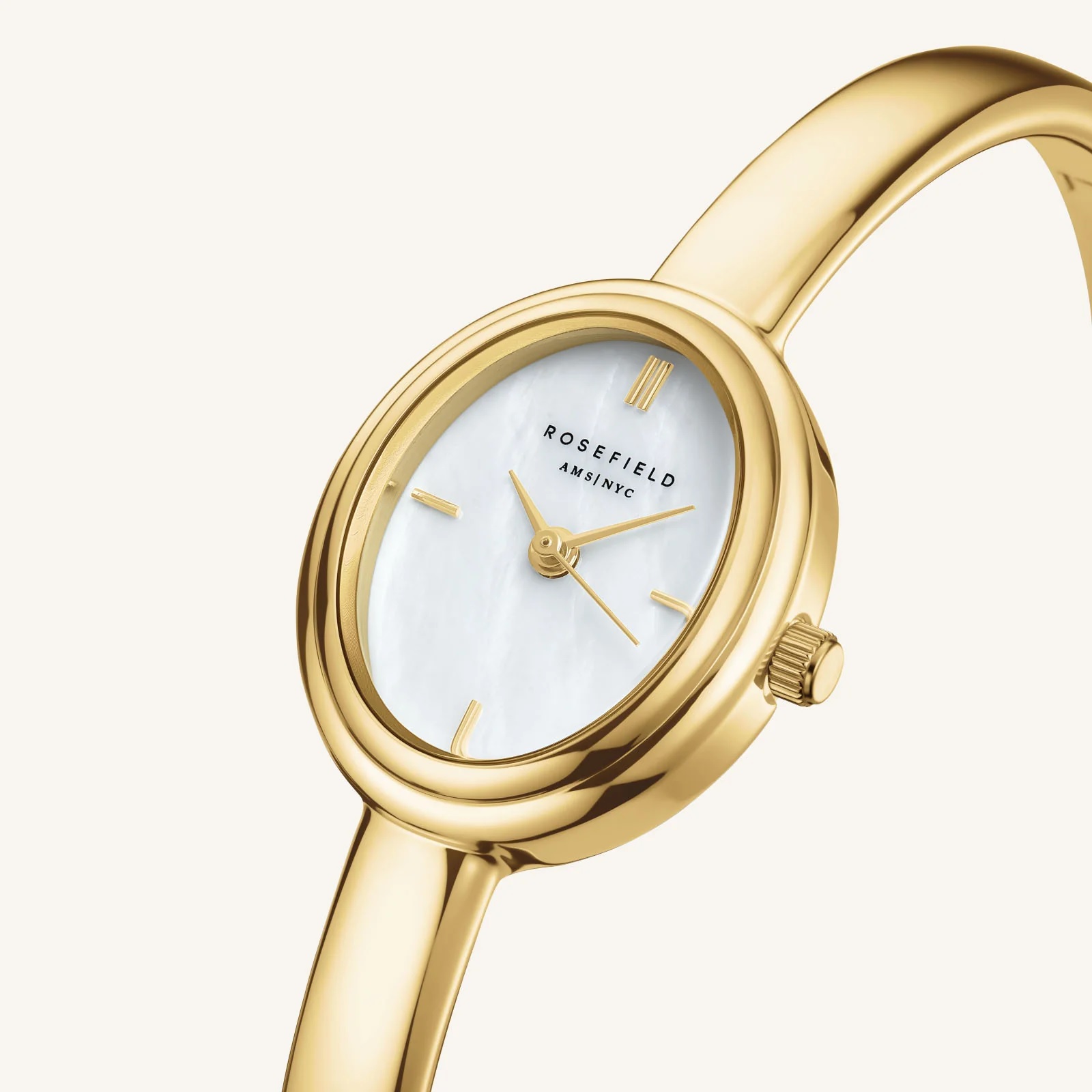 ROSEFIELD Studio Bangle X-Small Size White Pearl Dial 19.5 x 23.5mm Gold Stainless Steel Bracelet STWGSG-ST06 - 4