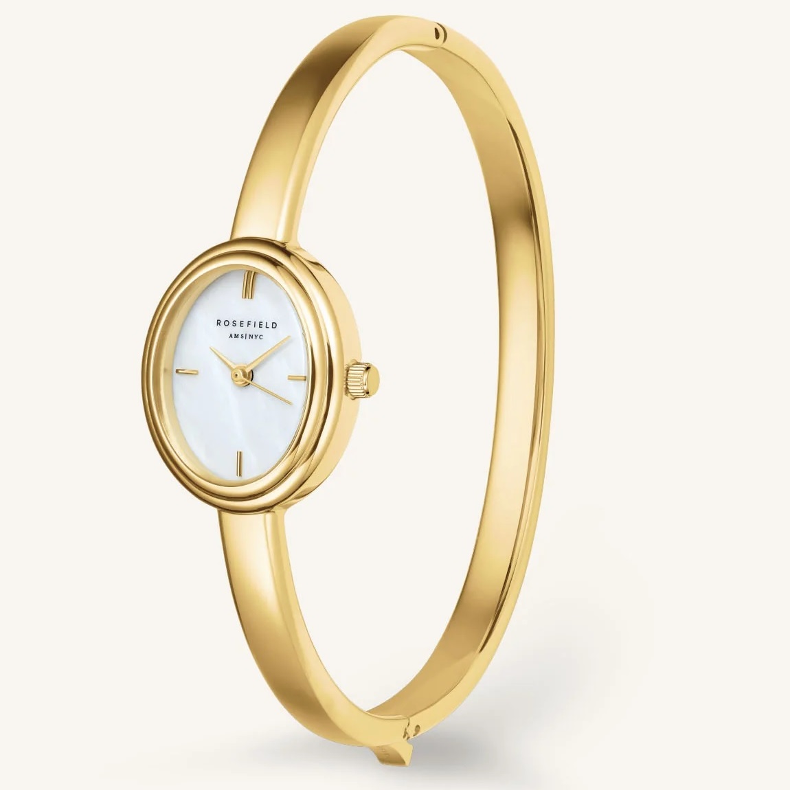ROSEFIELD Studio Bangle X-Small Size White Pearl Dial 19.5 x 23.5mm Gold Stainless Steel Bracelet STWGSG-ST06 - 3