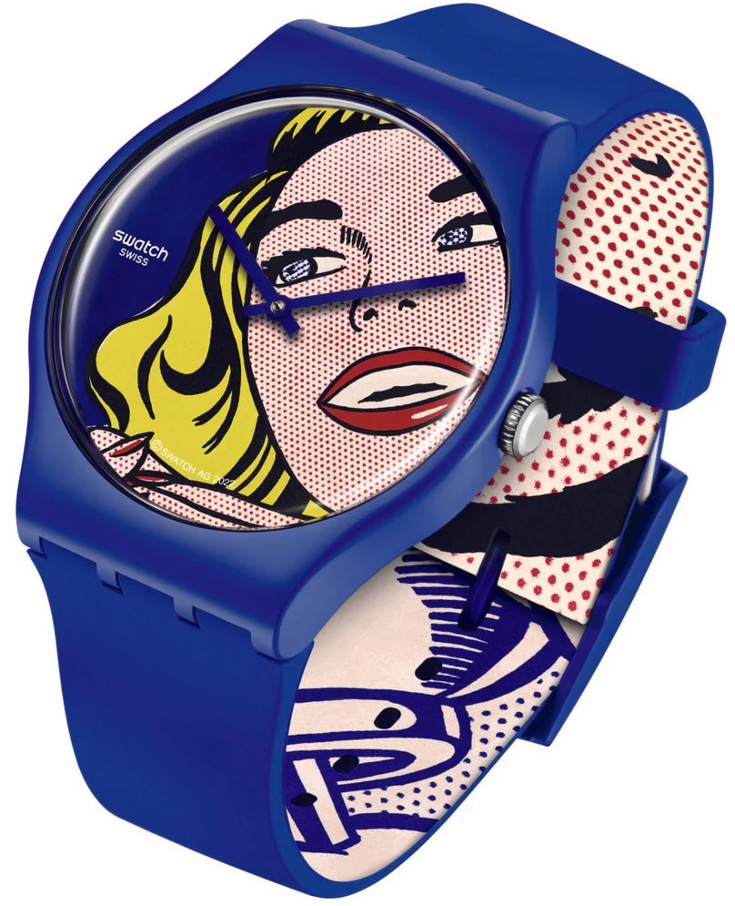 SWATCH Art Journey 2023 Girl by Roy Lichtenstein 41mm Blue Silicon Strap SUOZ352 - 