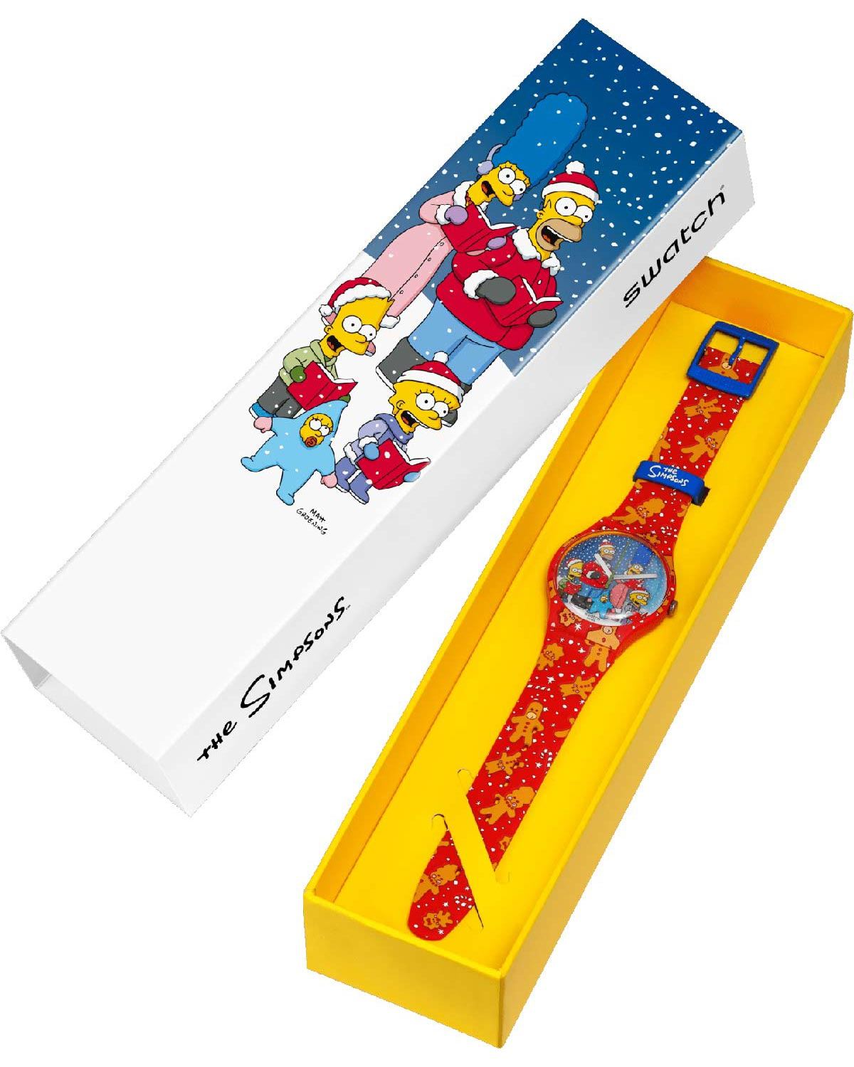 SWATCH The Simpsons Wondrous Winter Wonderland 41mm Multicolor Silicon Strap SUOZ361 - 7