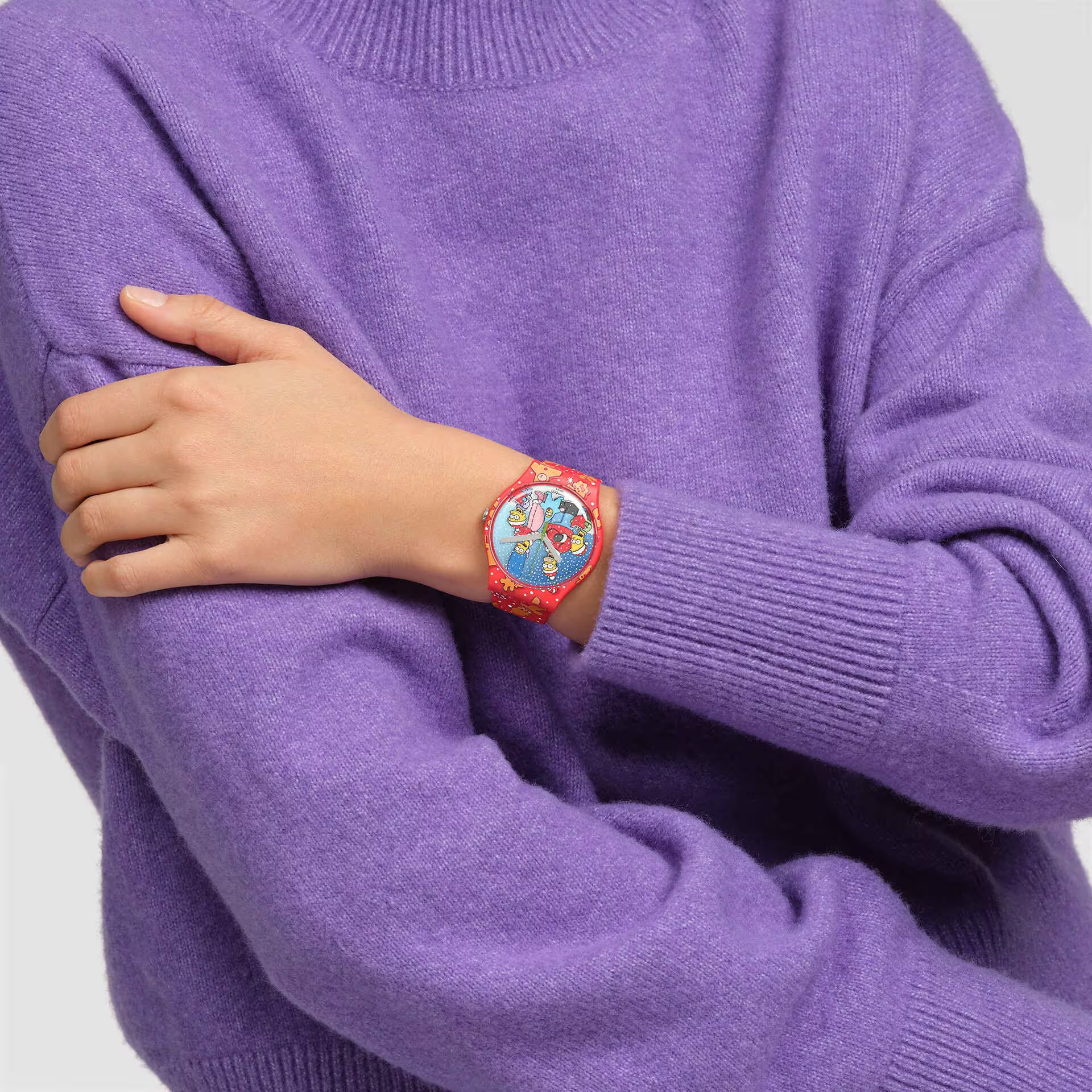 SWATCH The Simpsons Wondrous Winter Wonderland 41mm Multicolor Silicon Strap SUOZ361 - 6