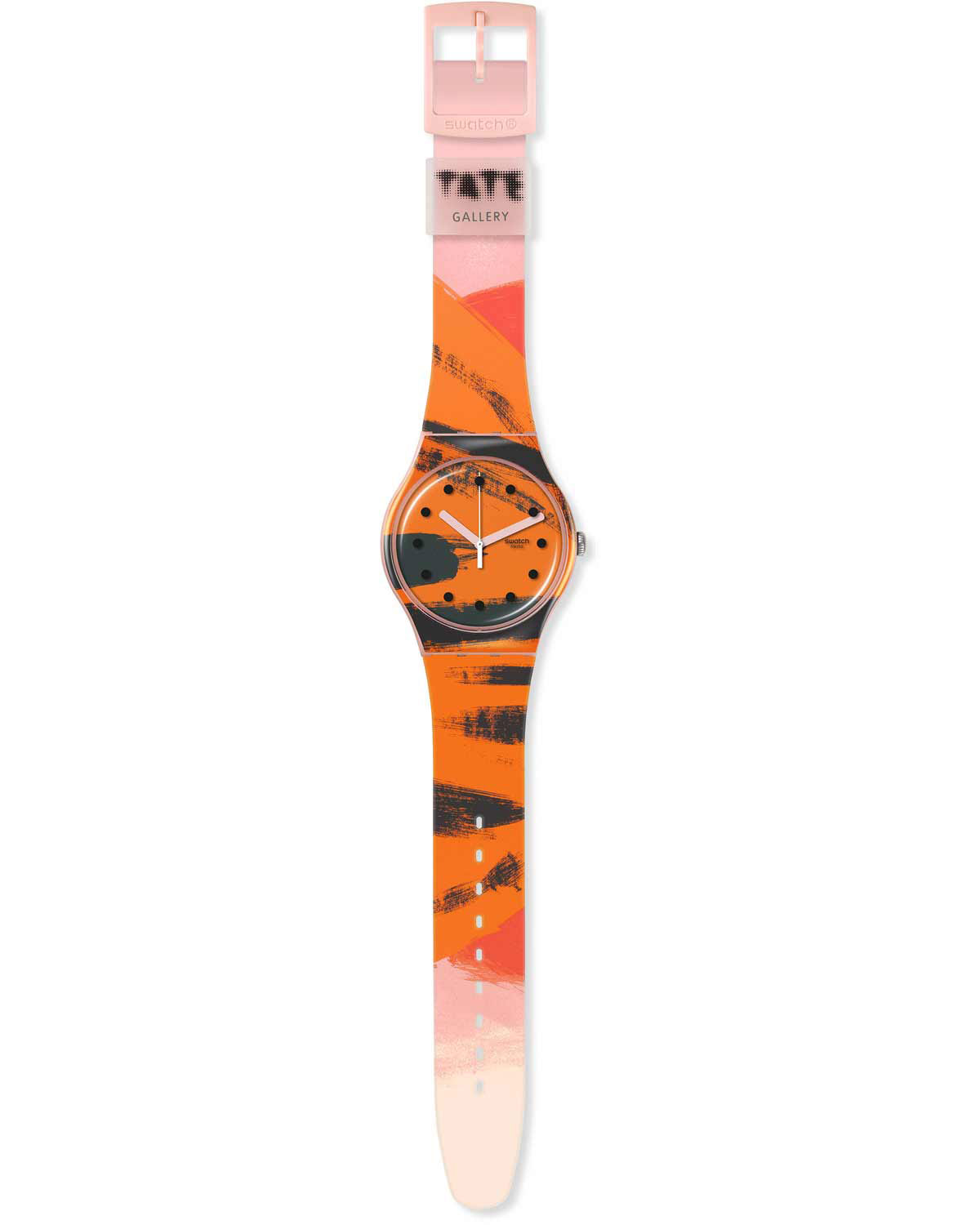 SWATCH X Tate Gallery Orange and Red on Pink by Wilhelmina Barns-Graham 41mm Multicolor Rubber Strap SUOZ362 - 3